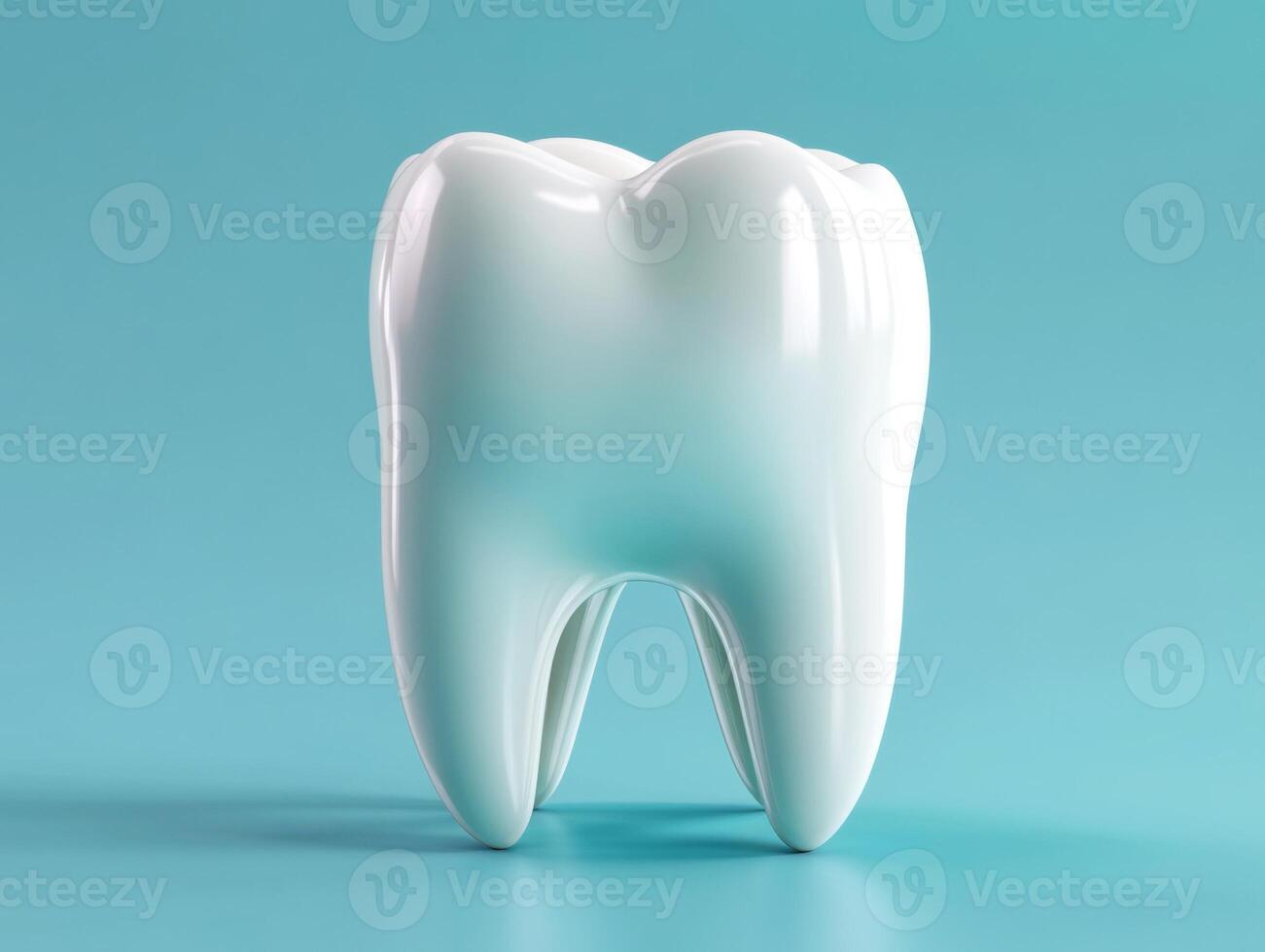 Creative 3D representation of a tooth on a turquoise background photo