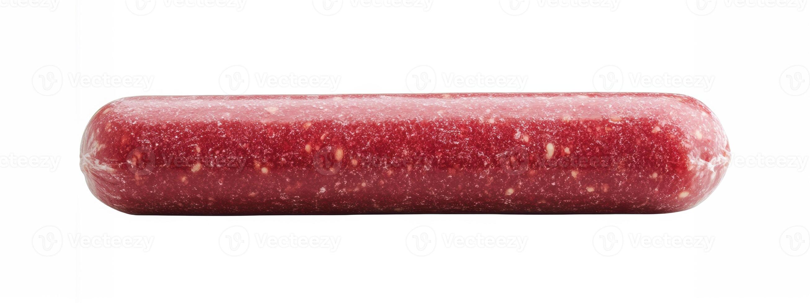 Frozen meat product displayed on a plain background photo