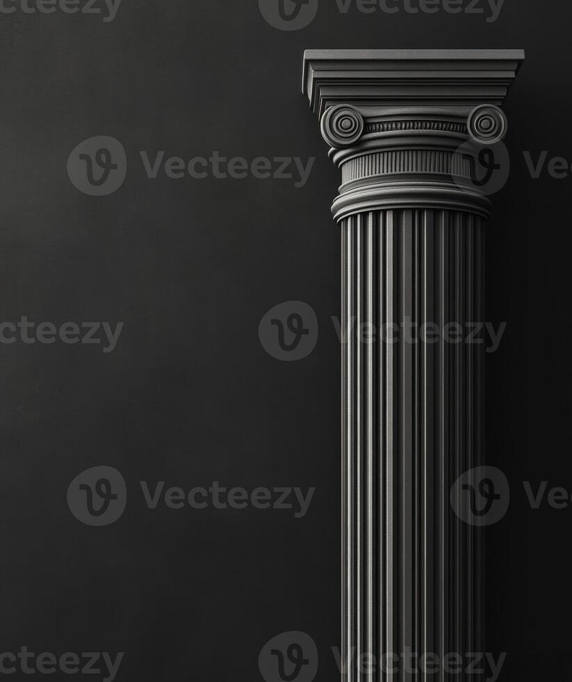 Classical column design against a dark background in modern style photo