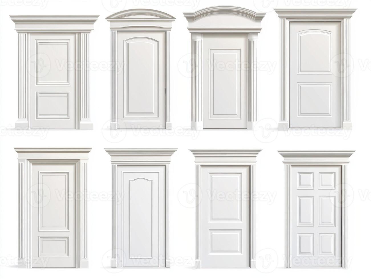 Various styles of interior doors displayed in a modern design setting photo