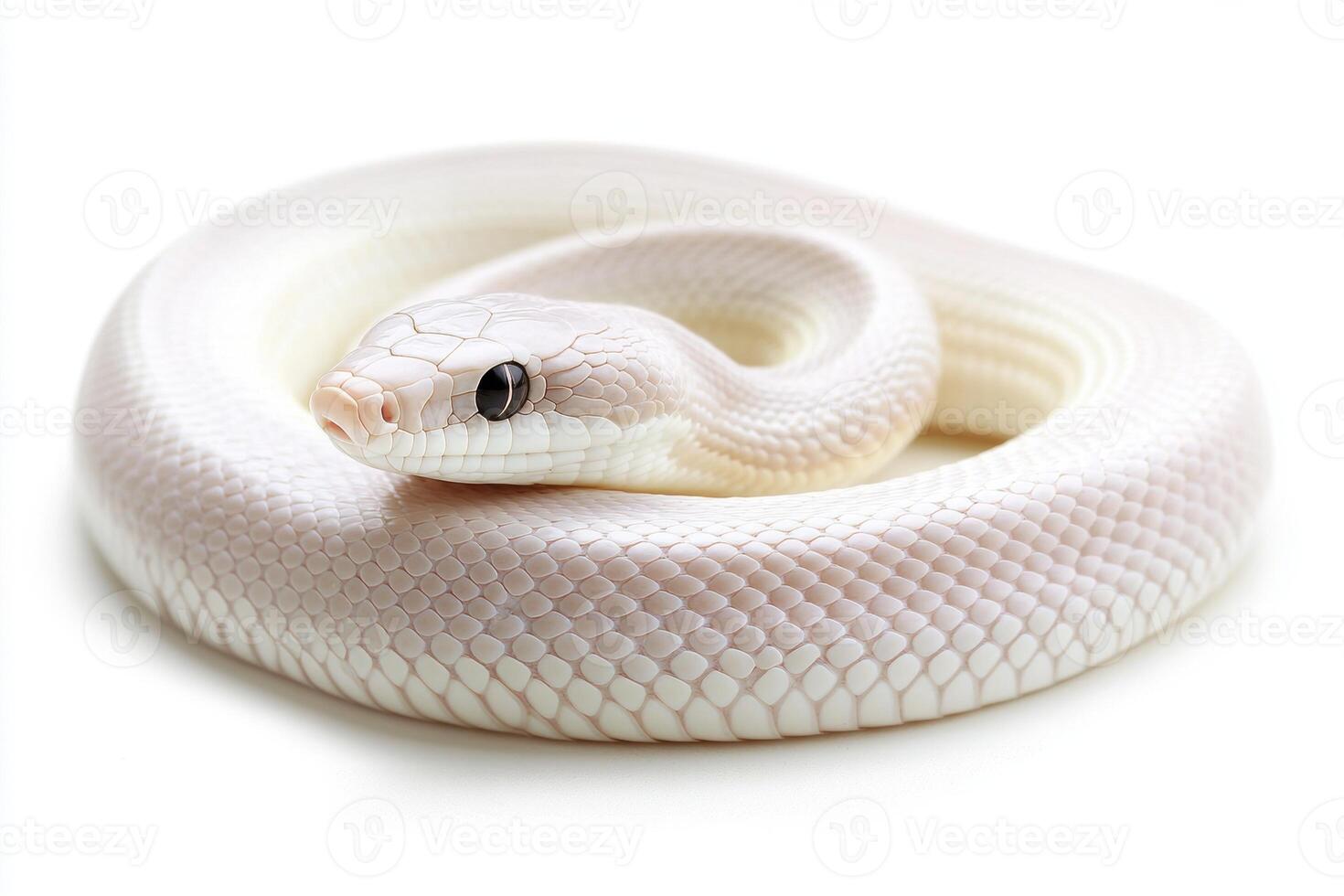 White snake resting on a smooth surface in a tranquil setting photo