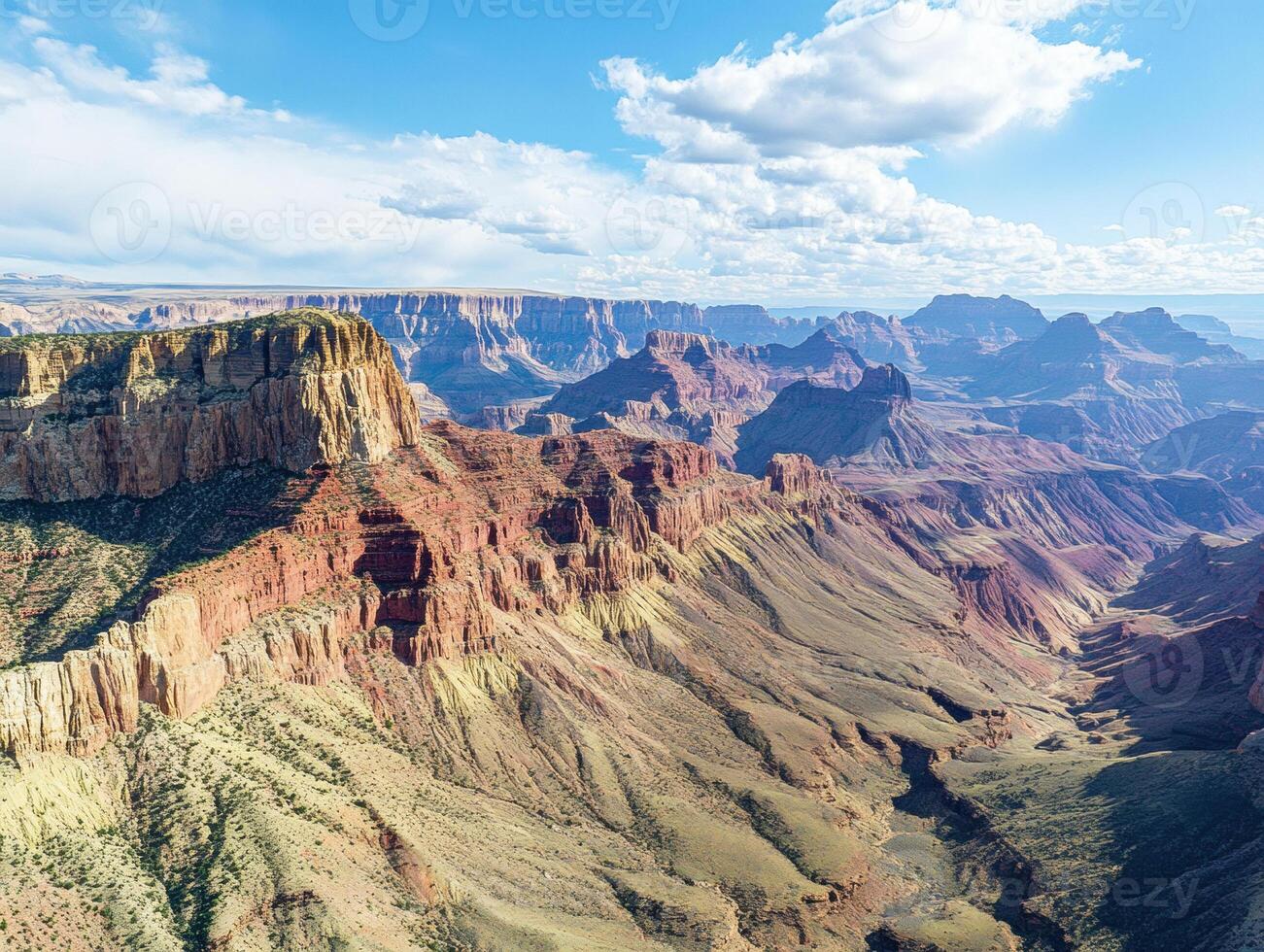 Majestic view of rocky cliffs and expansive canyons at midday photo