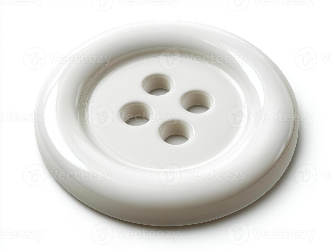 White button with four holes resting on a clean surface photo