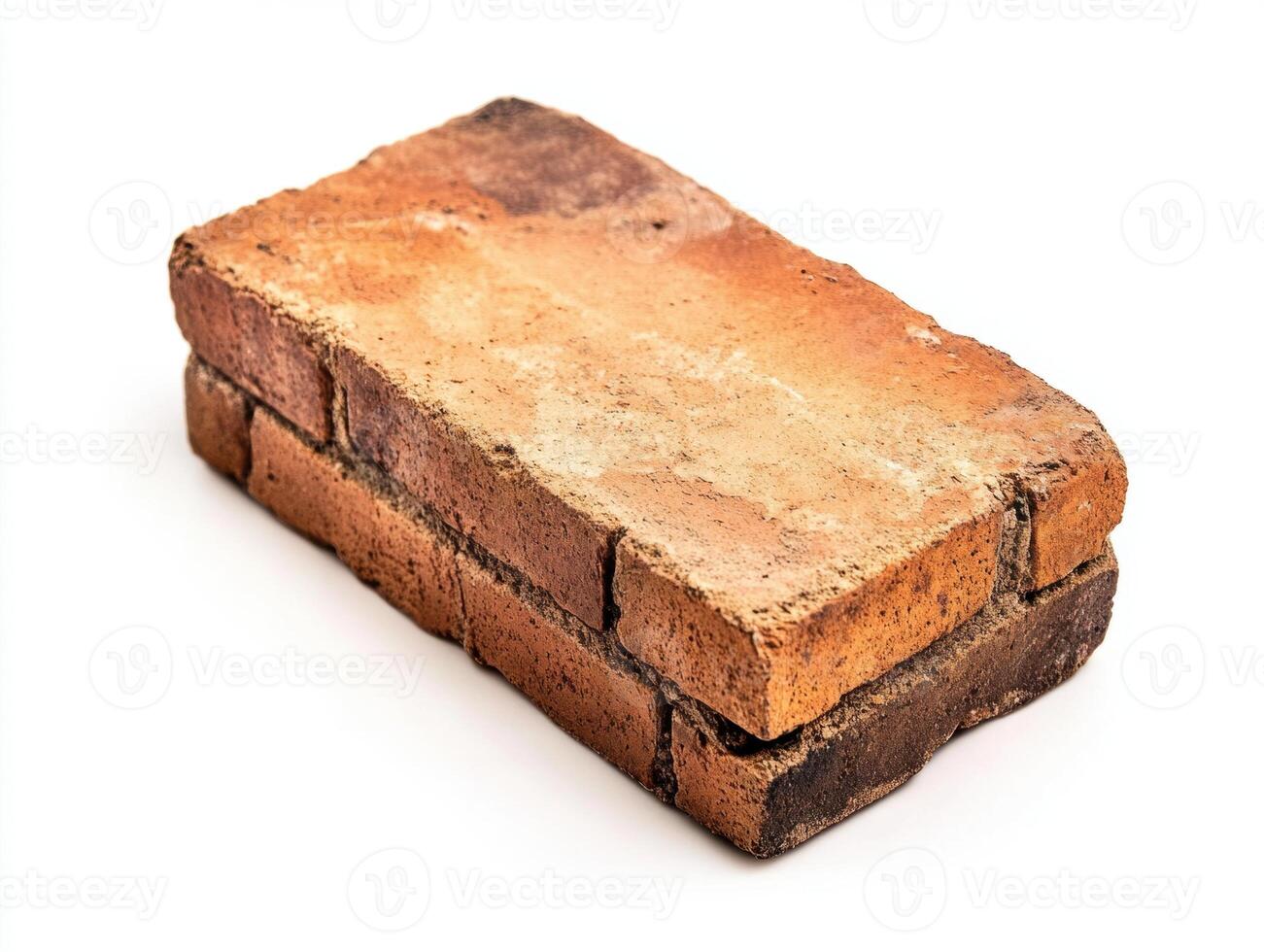 Brick block with textured surface on white background photo