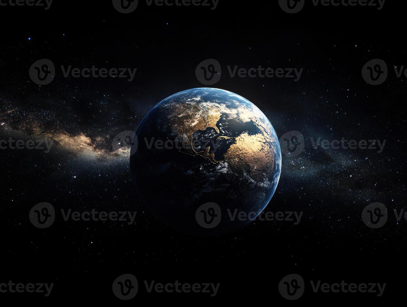 View of Earth from space showcasing vibrant continents and oceans photo