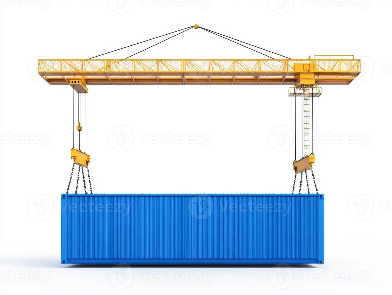 Container lifting by crane in industrial setting during daytime photo