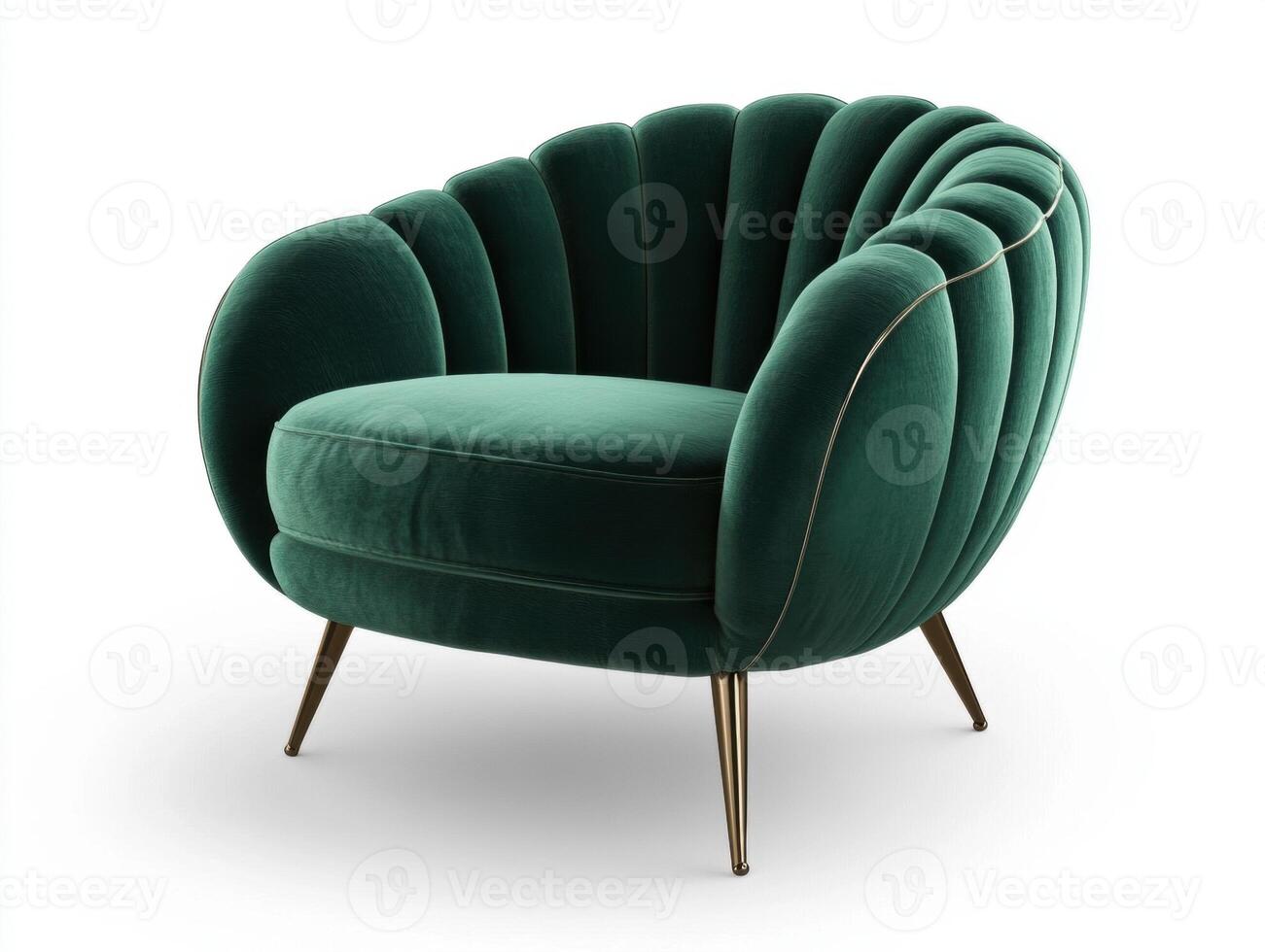 Stylish green velvet chair with elegant design and modern flair photo