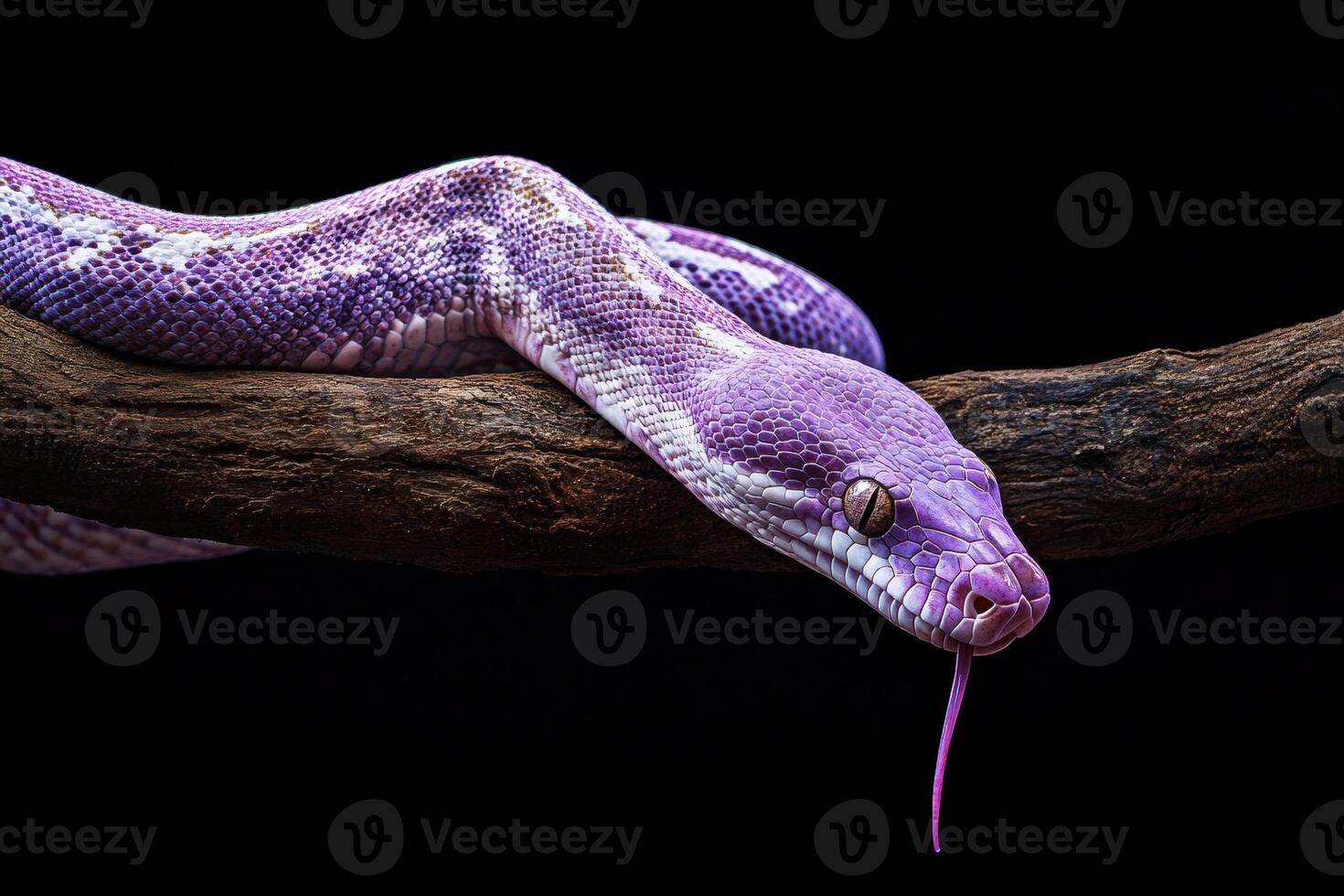 Elegant purple snake resting on a branch photo