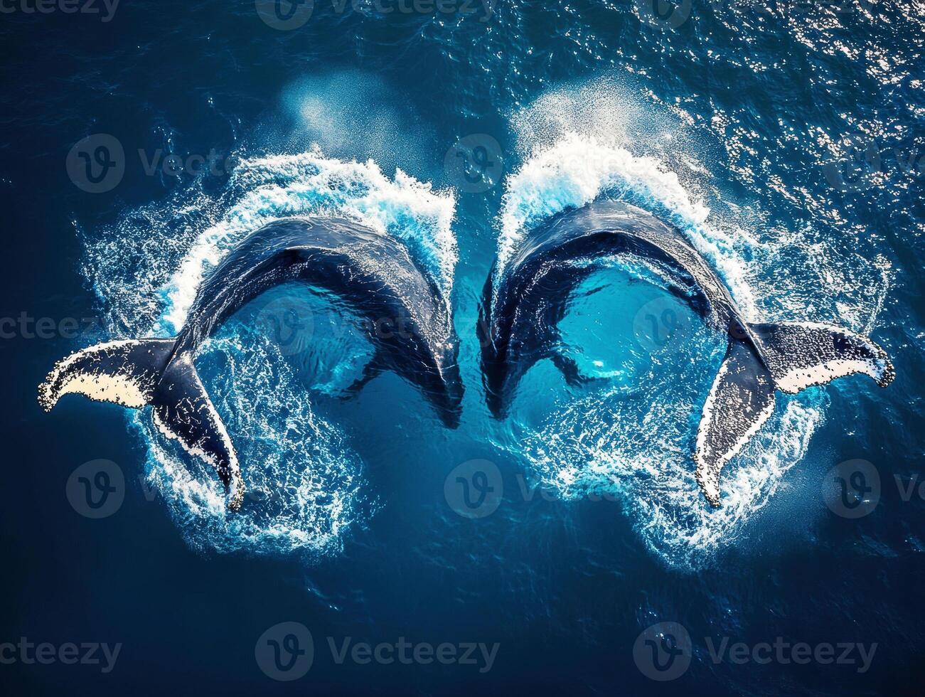 Whales breach together in a dazzling display of nature's beauty photo