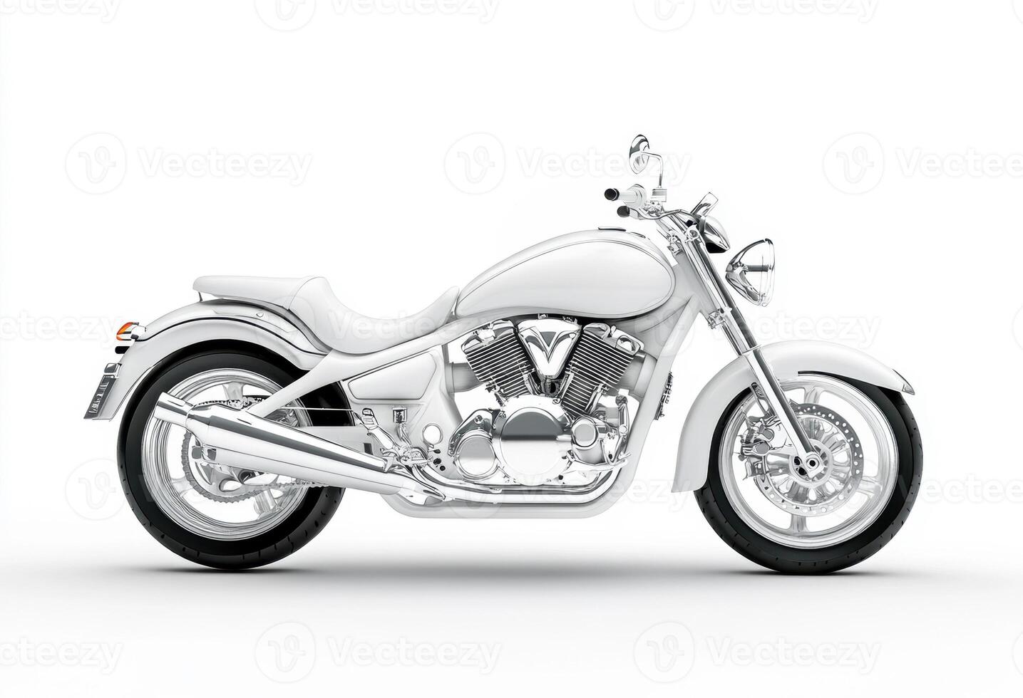 Stylish white motorcycle on a clean background in a studio setting photo
