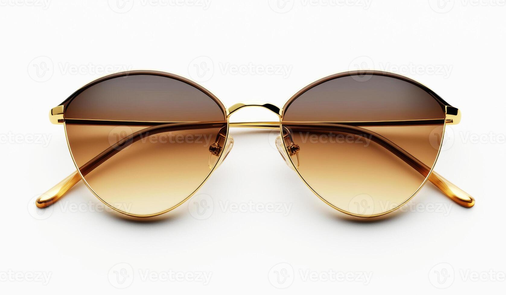Stylish brown gradient sunglasses with gold accents and unique shape photo