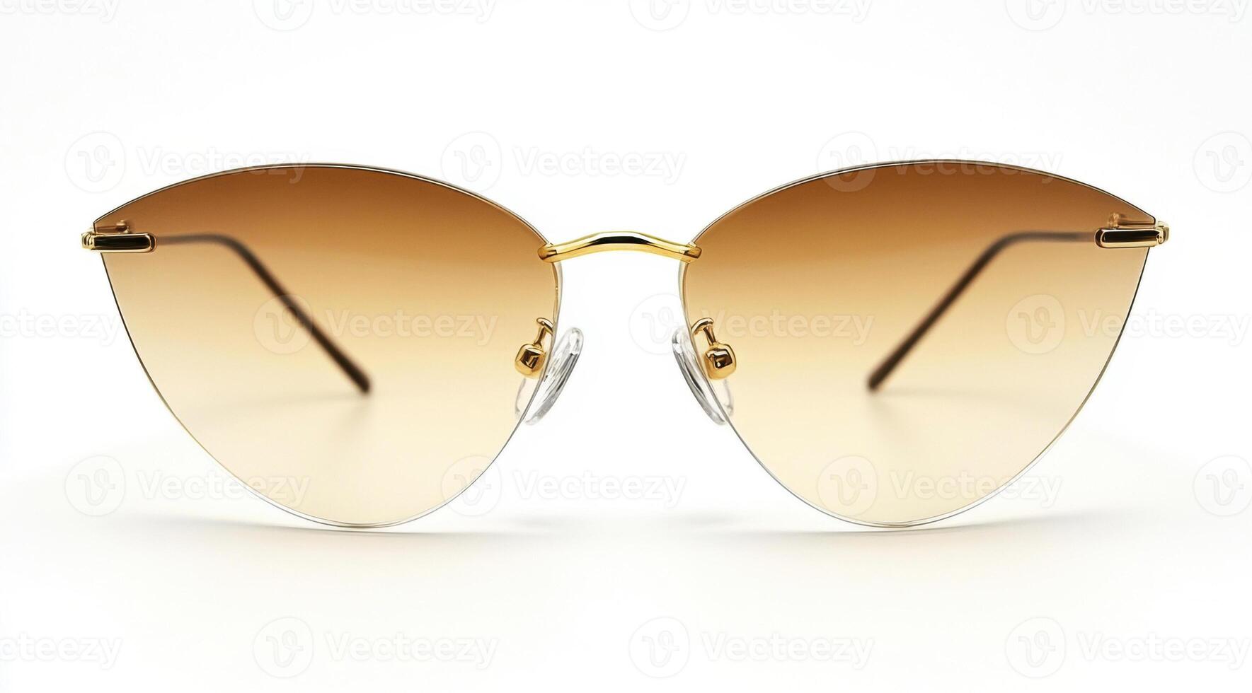 Stylish cat-eye sunglasses with gradient lenses on a white background photo