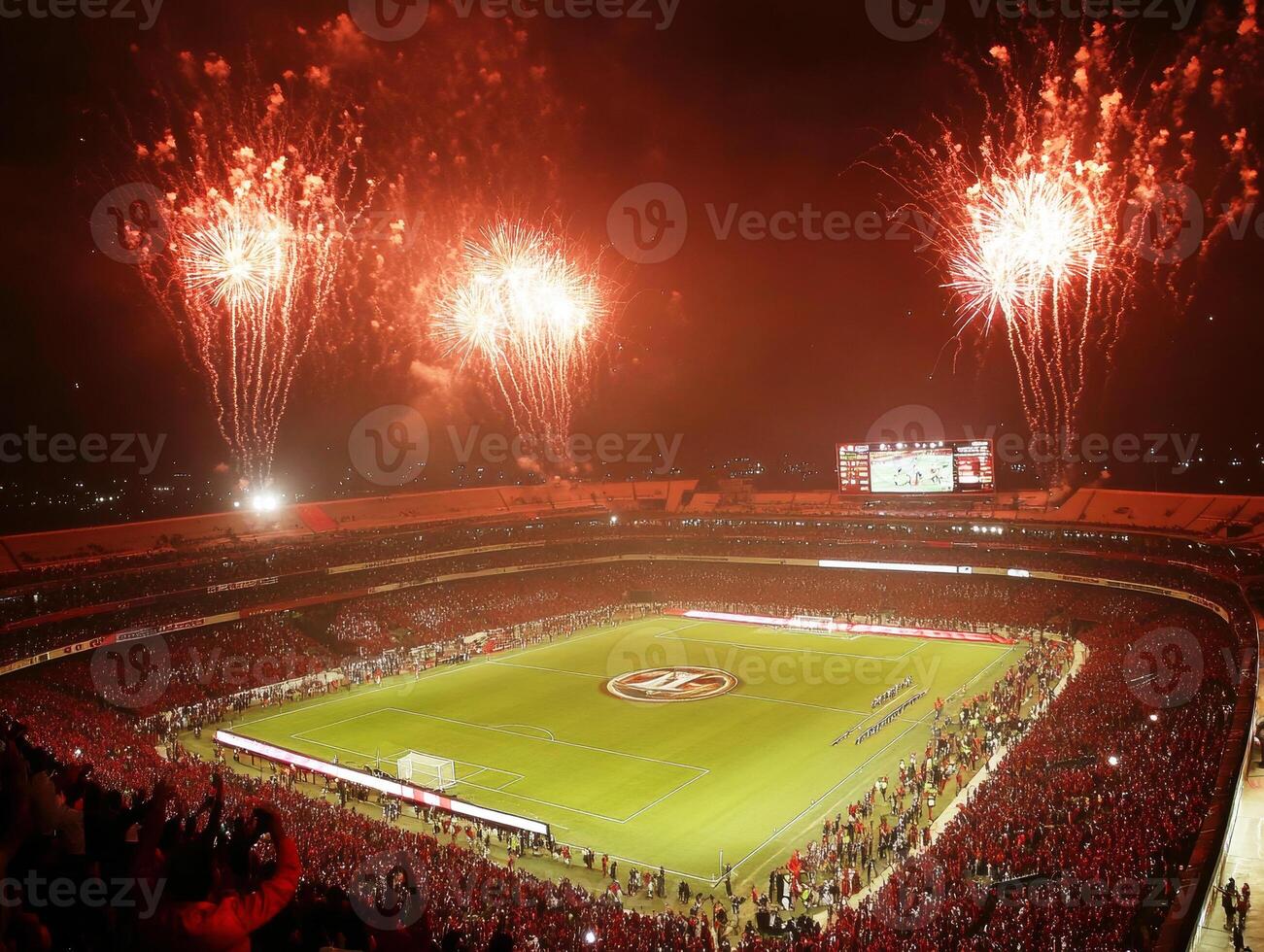 Excitement builds as fireworks light up the stadium after the game photo