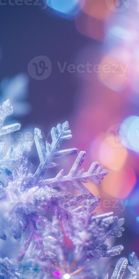 Close-up of Decorative Snowflake with Blurred Background Lights photo