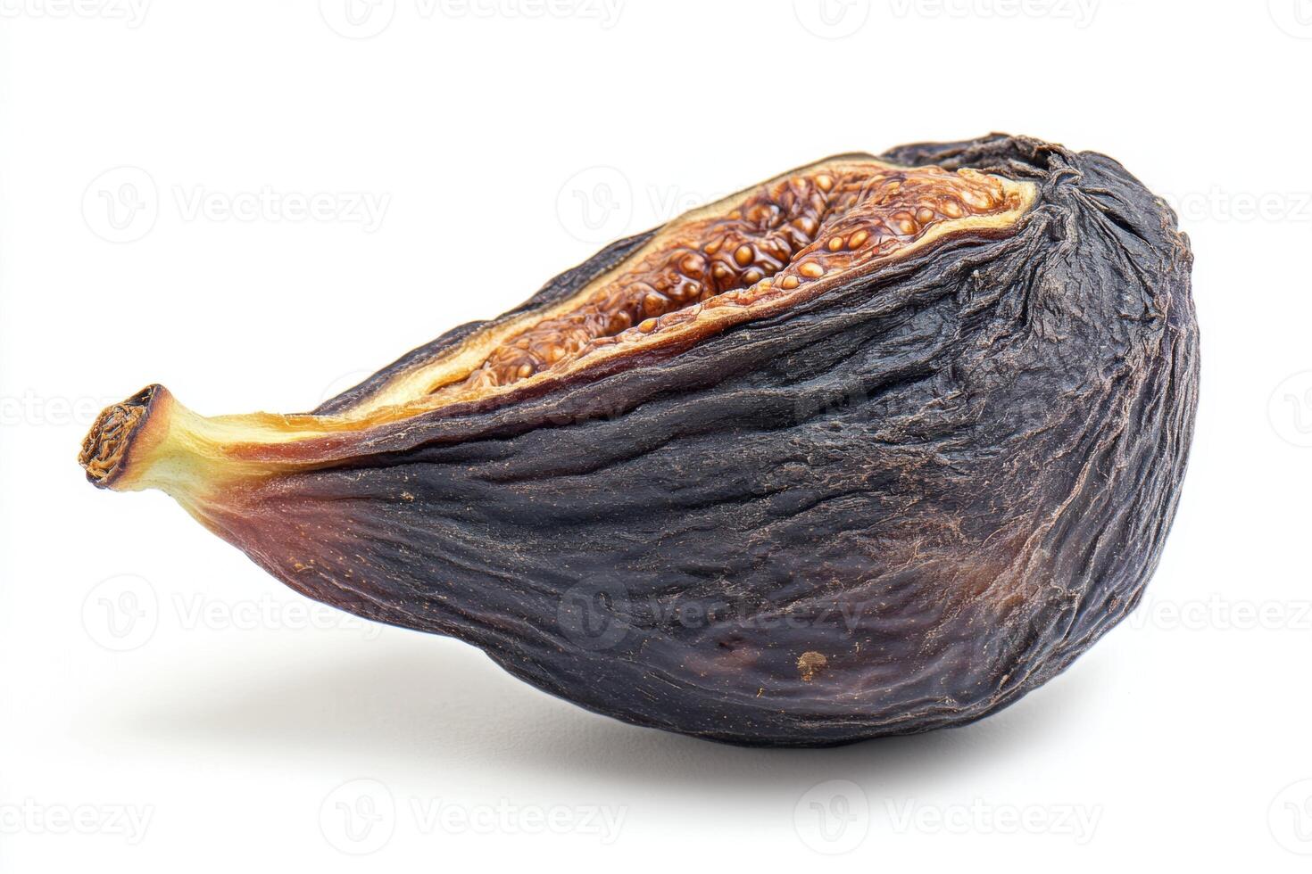 Dried fig displaying rich texture and color against clean background photo