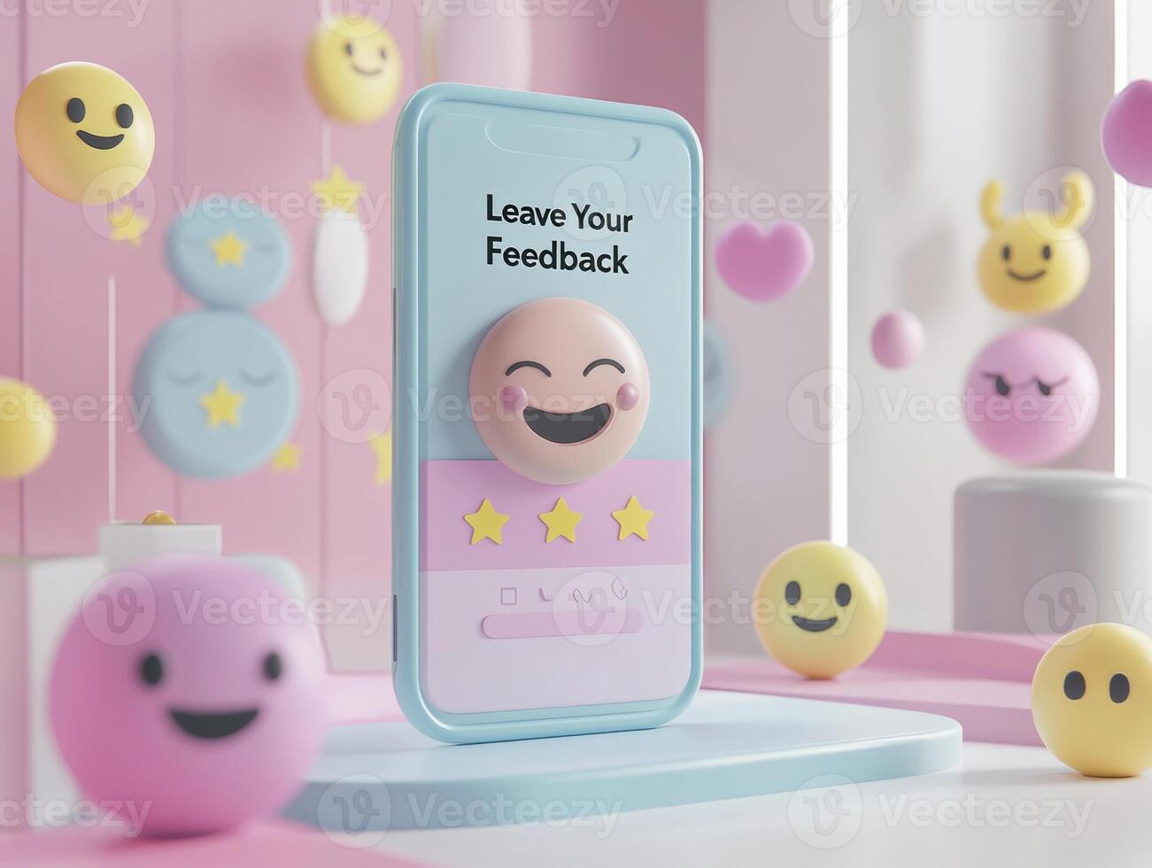 Digital feedback interface features cute emojis in vibrant colors photo