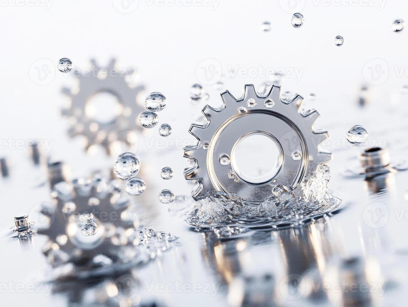 Gears splashing in water create stunning visual effect photo
