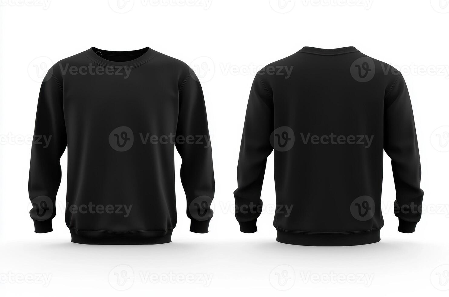 A black sweatshirt is showcased from both the front and back angles photo
