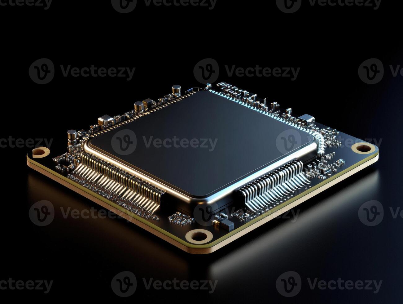 Detailed view of a modern microprocessor with intricate design photo