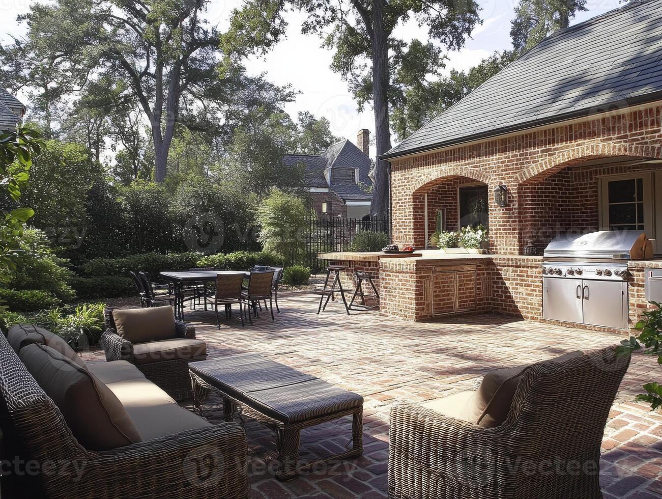 Outdoor patio area designed for relaxation and dining experiences photo