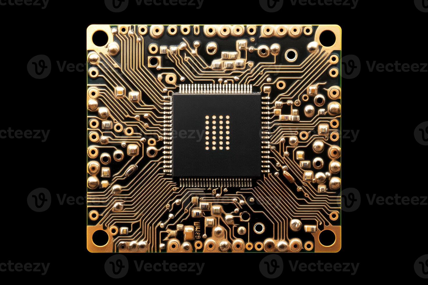 Close-up of a circuit board showcasing intricate electronic components photo
