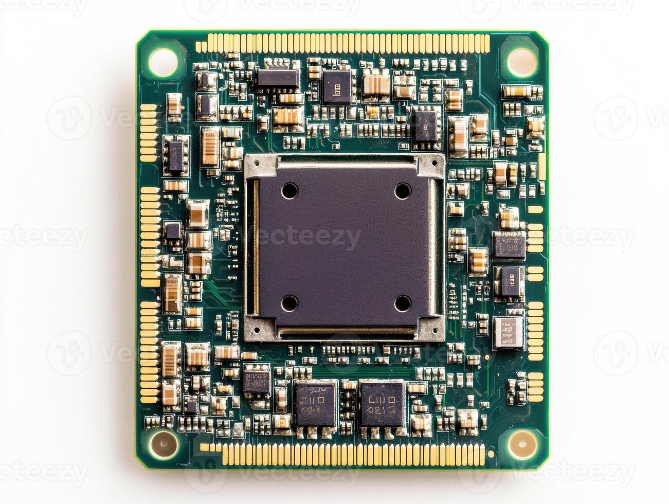 Circuit board featuring advanced electronics for modern technology photo