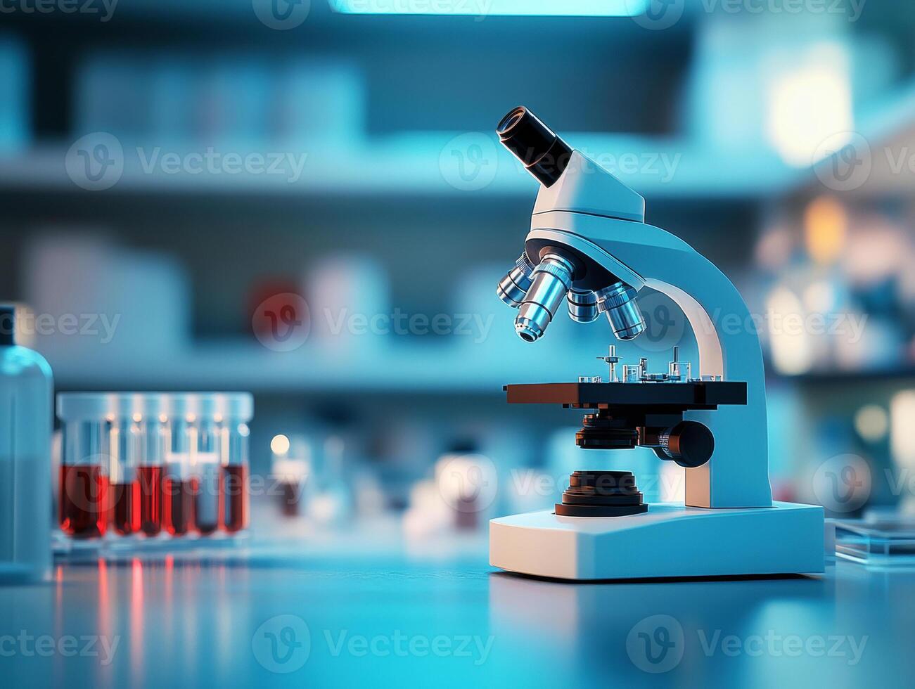 Advanced microscope setup in a modern laboratory environment photo
