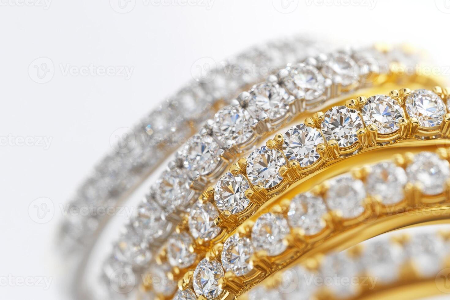 Elaborate collection of sparkling rings in various metals and styles photo