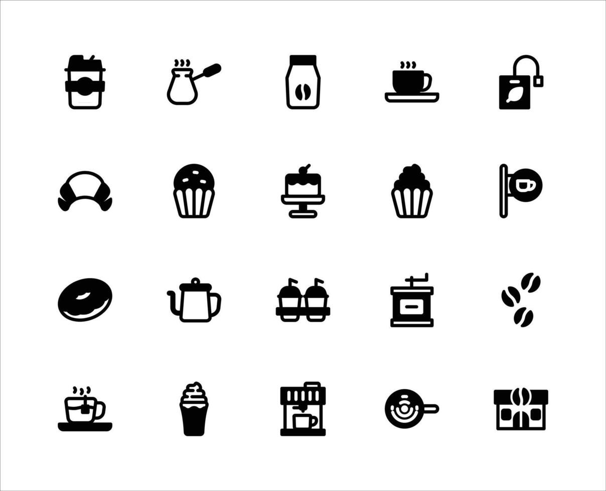 Cafe Black Fill Icon for Restaurant Background Requirement. vector