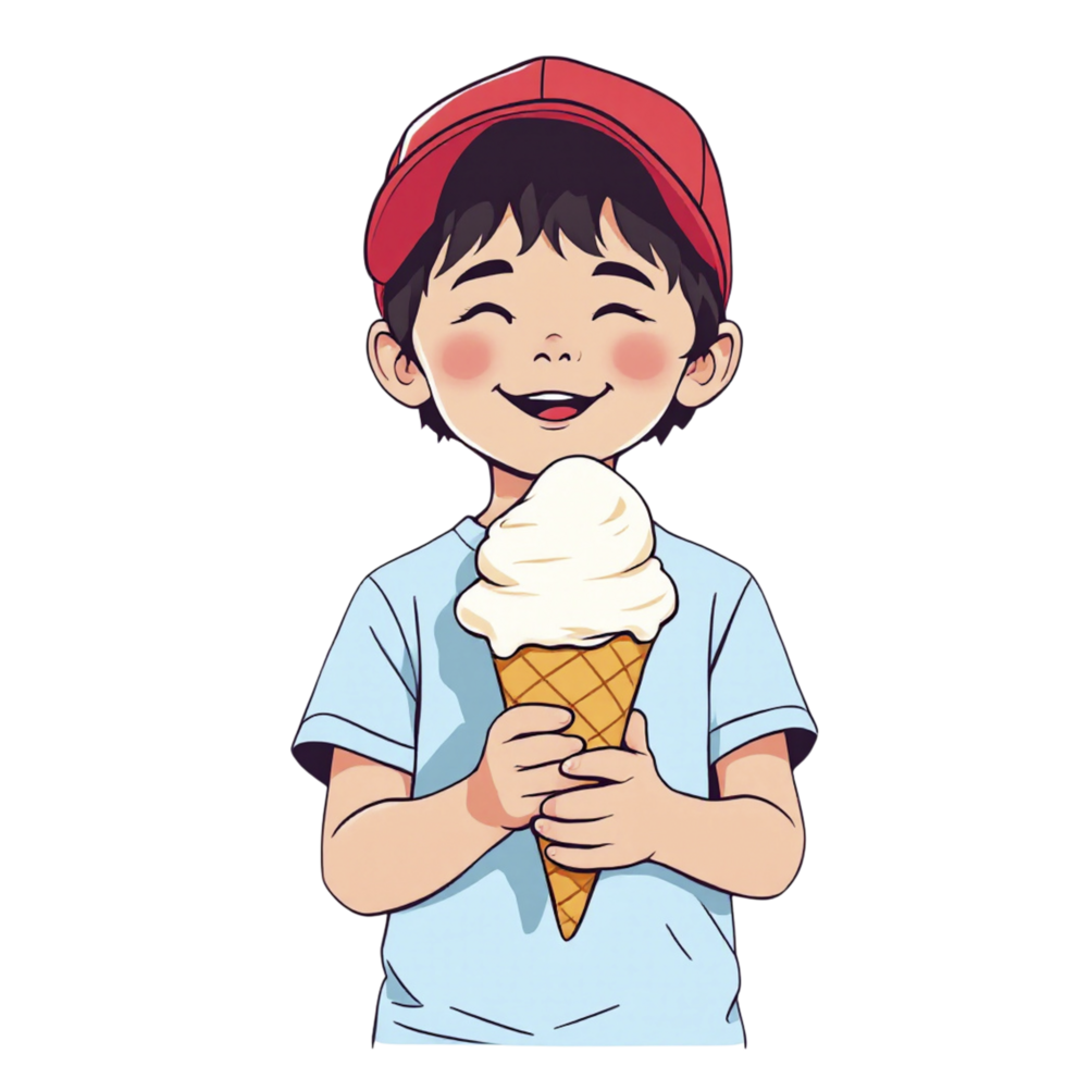 A boy holding an ice cream cone png