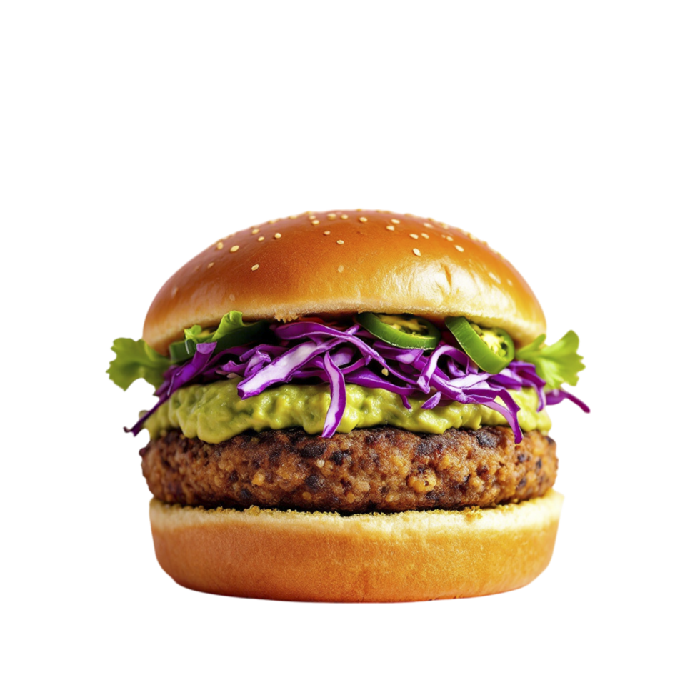 A hamburger with a red cabbage on it png
