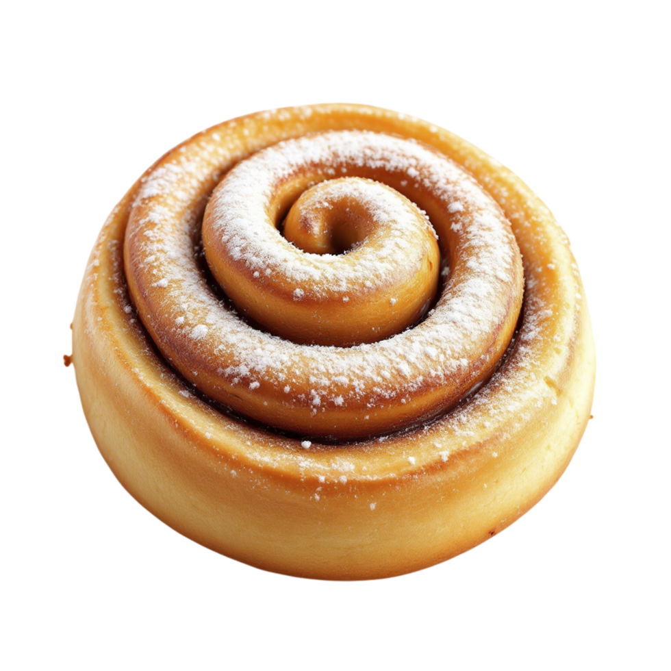 A cinnamon roll with sugar on top png