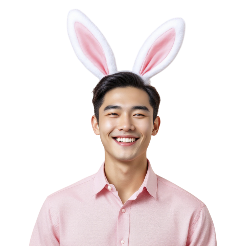 A man wearing bunny ears and smiling png
