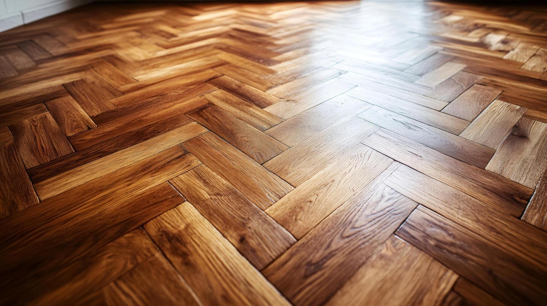 Polished herringbone parquet floor creating elegant interior design. . . photo