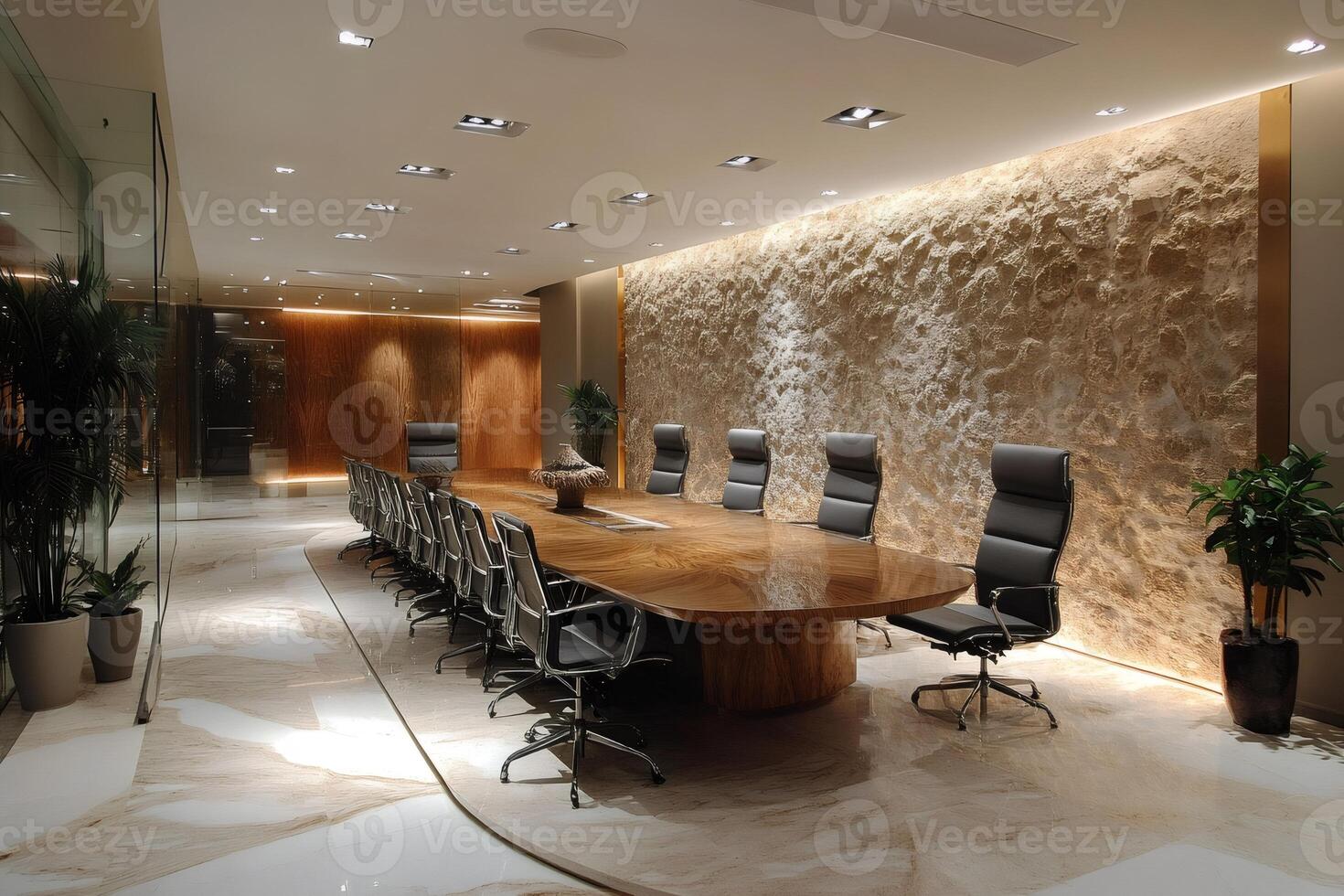 Modern conference room illuminating business strategies photo
