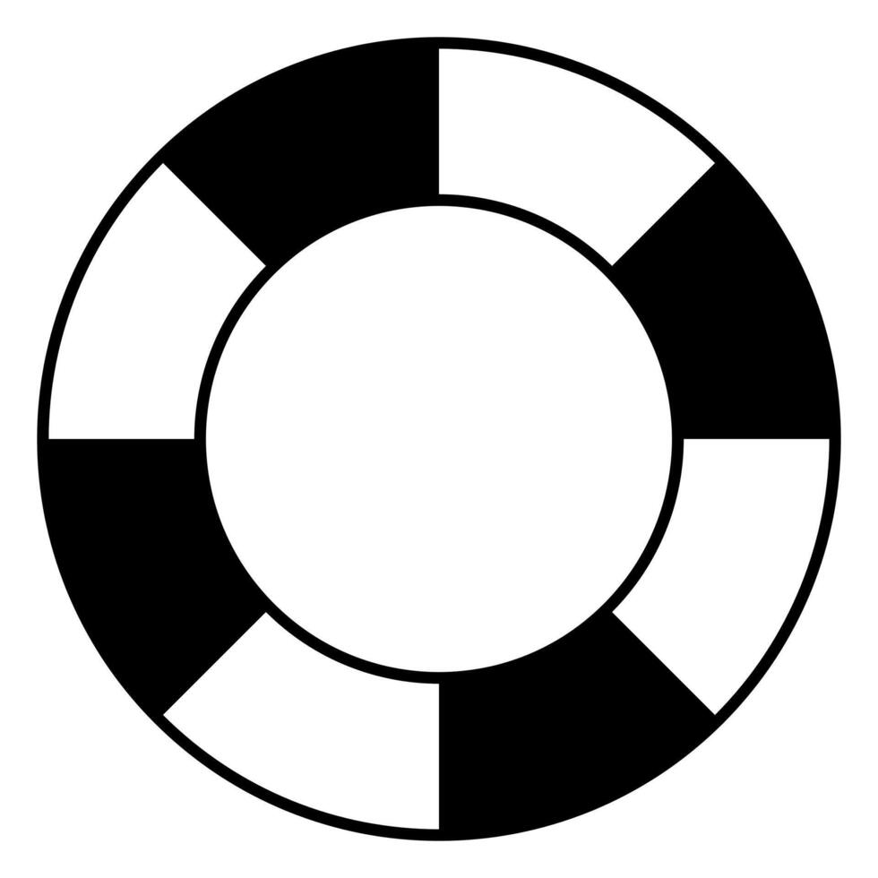 Lifebuoy illustration, black and white symbol shape of life belt ring buoy, white background vector
