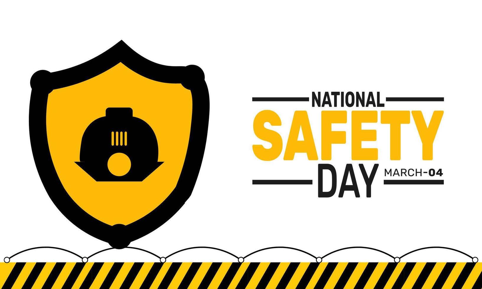 National Safety Day promotes awareness about safety practices in the workplace and at home. It encourages people to prioritize safety to prevent accidents and ensure a secure environment. vector