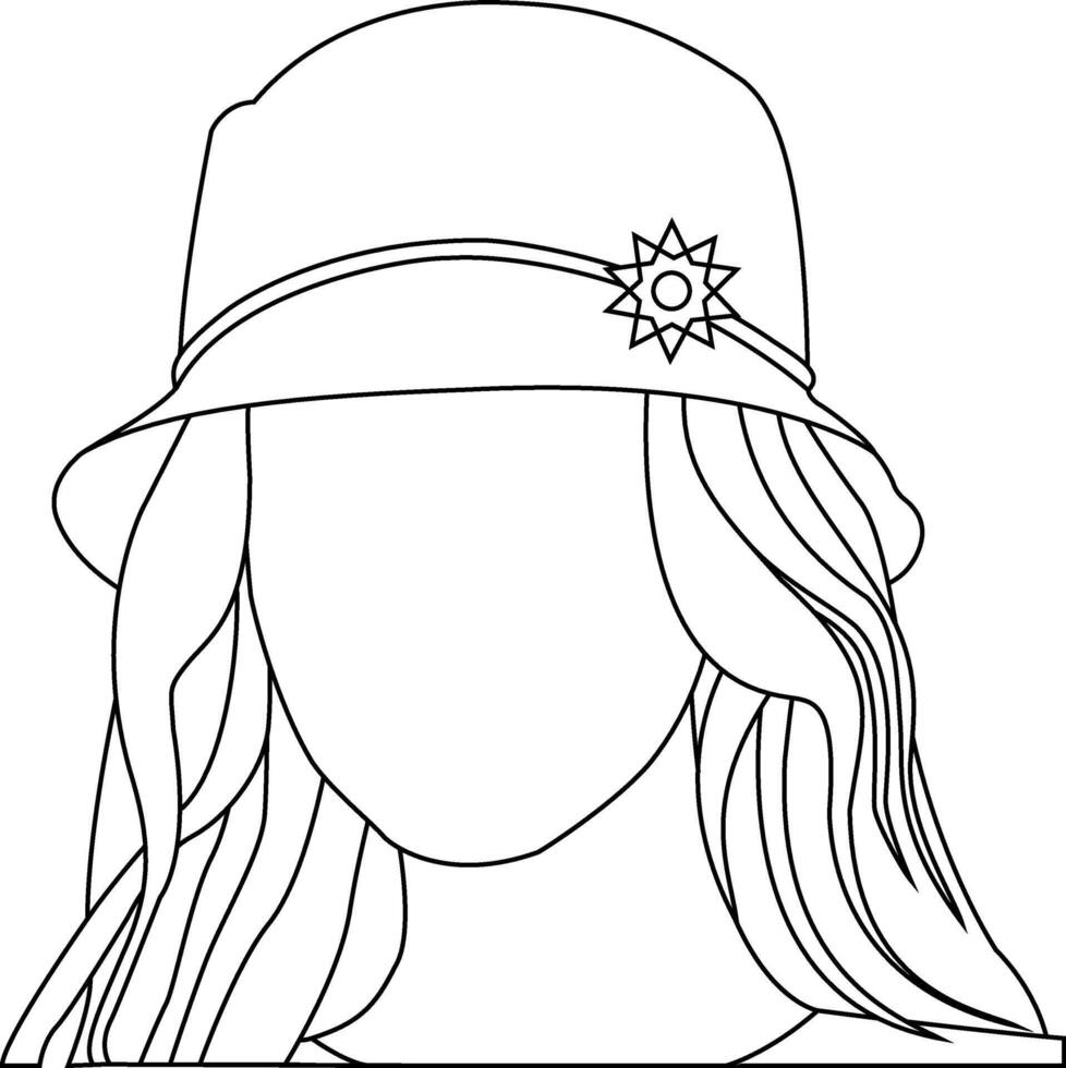 Beautiful girl with bucket hat graphic design on a white background vector