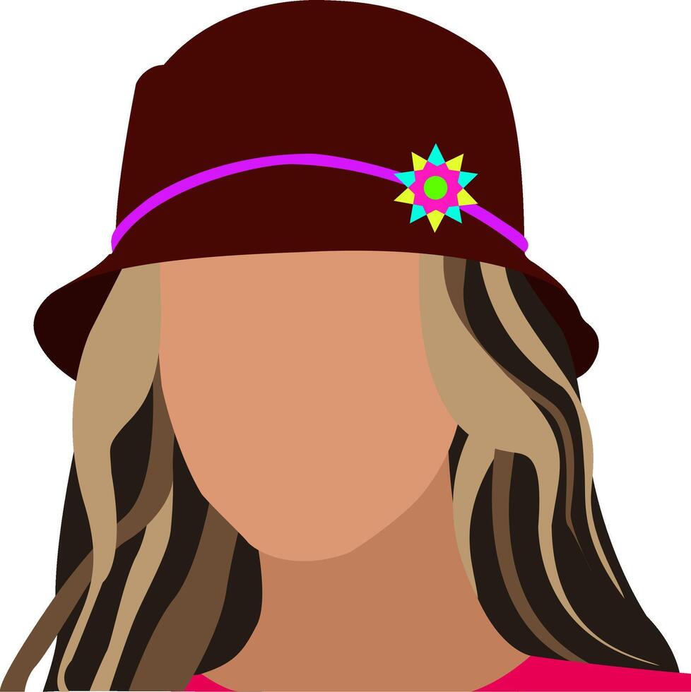 illustration of girl with head bucket hat cap graphic design on a white background vector