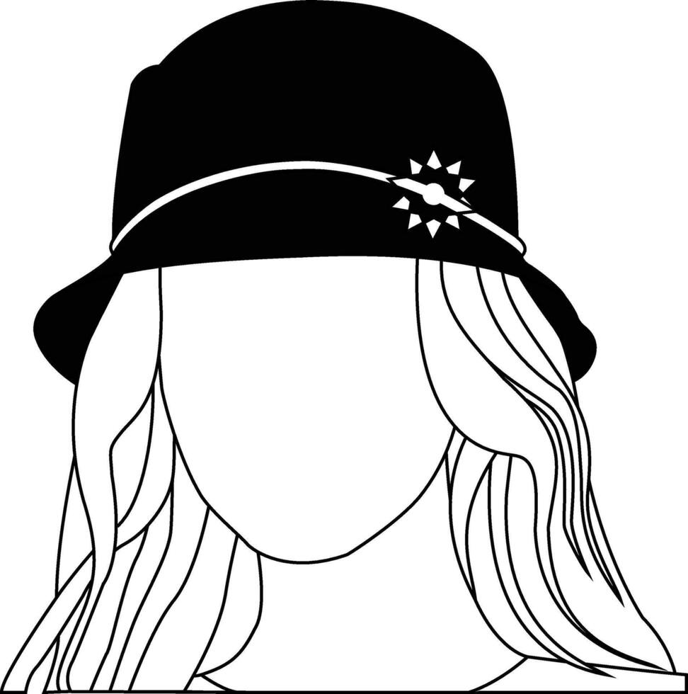 Beautiful girl with head sun hat line art design on a white background vector