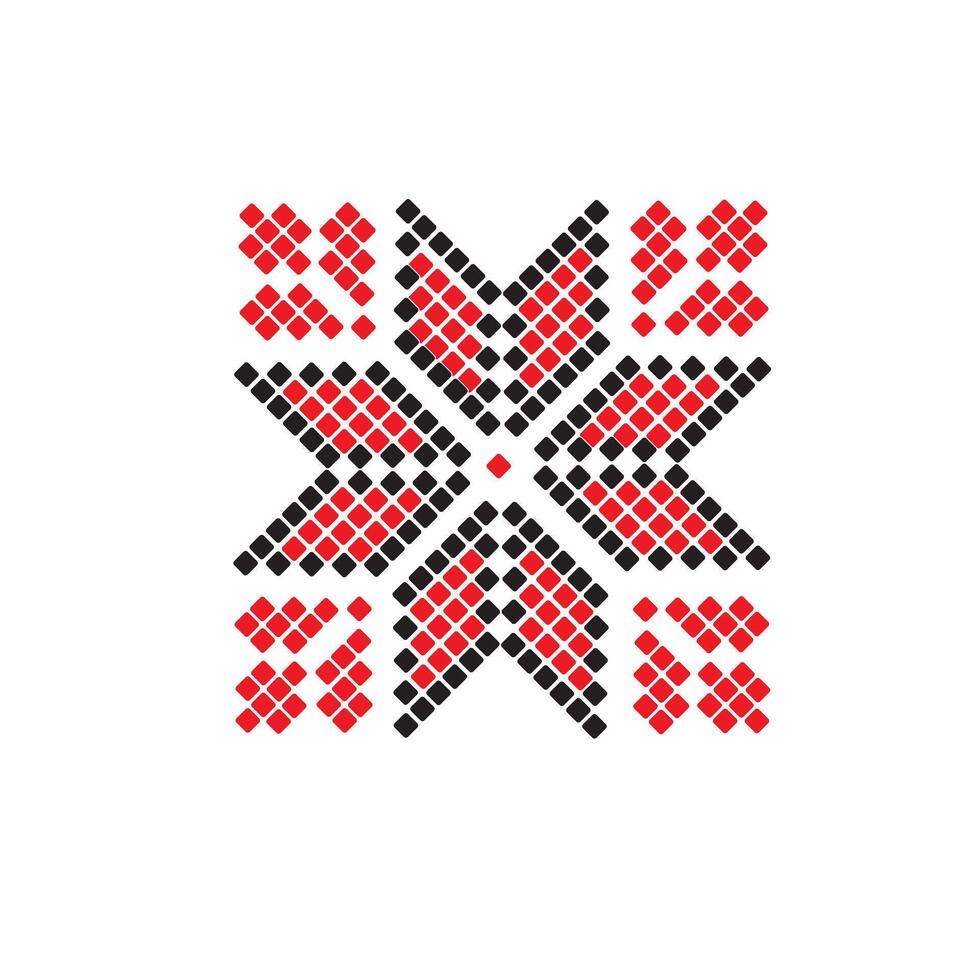 Geometric cross stitch red and black vector