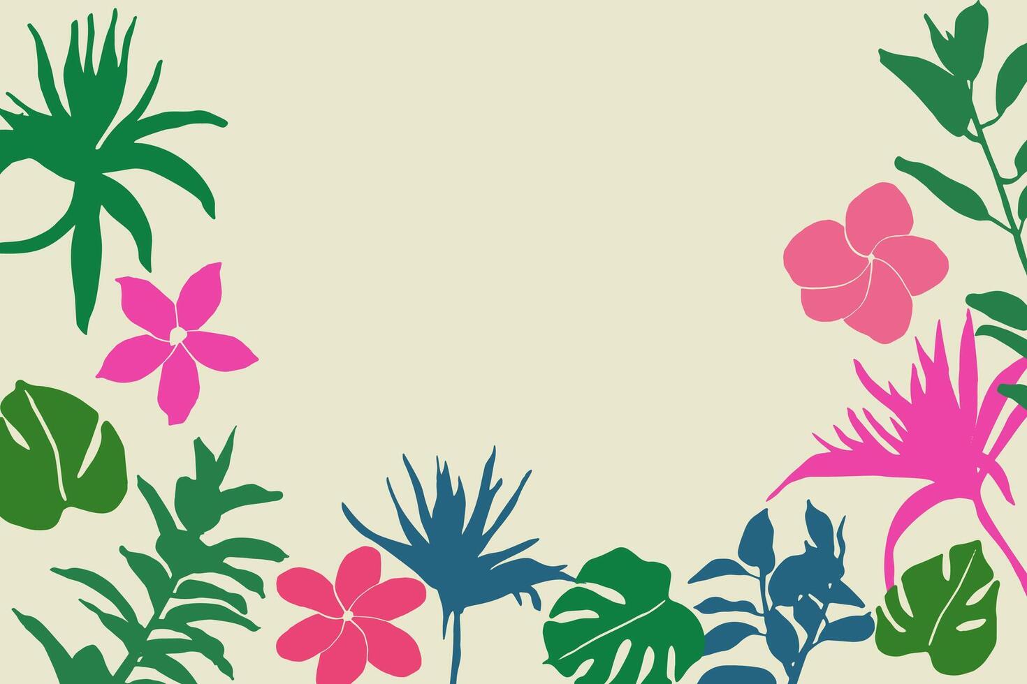 hand drawn clean tropical plants design vector