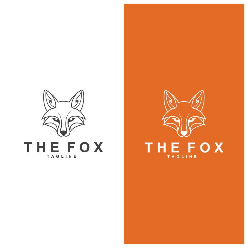 the fox logo design with black and orange color vector