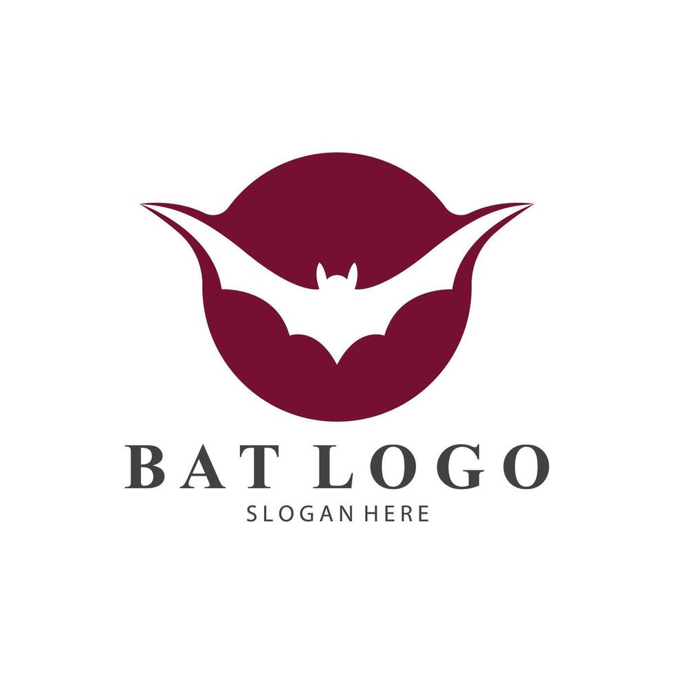 bat logo design template red color vector