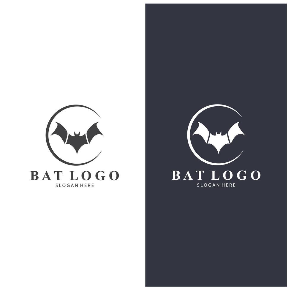 bat logo design template bat symbol illustration with circle vector