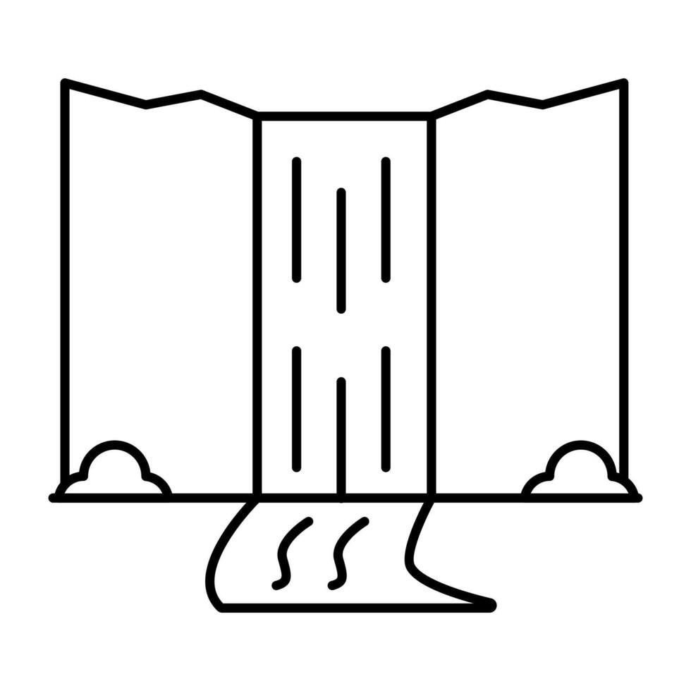 A beautiful linear design icon of waterfall vector