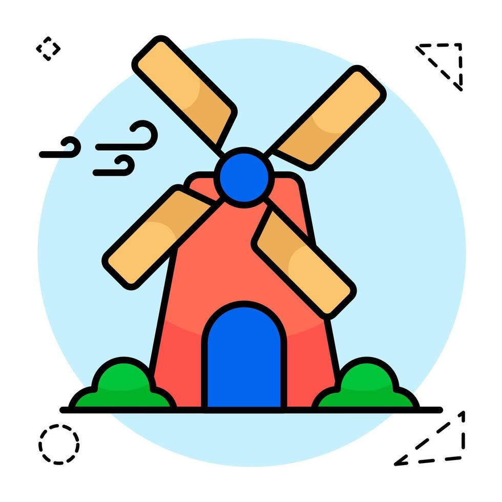 Windmill icon, editable vector