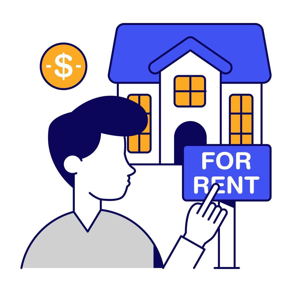 Premium flat download icon of rent board vector