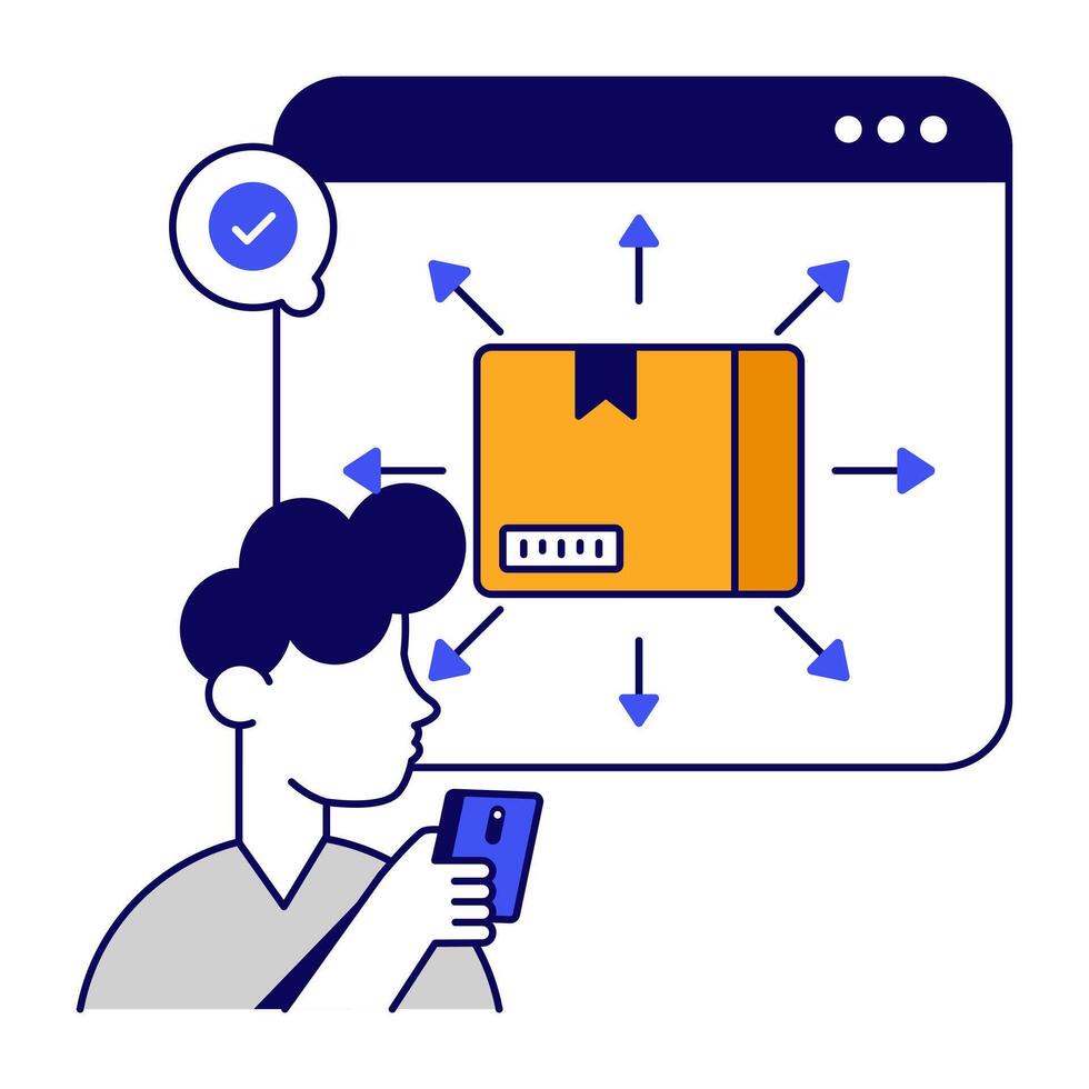 Editable flat icon of parcel directions vector