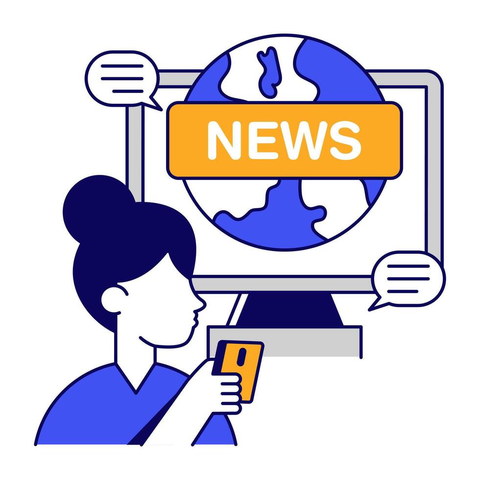 Trendy design icon of online news vector